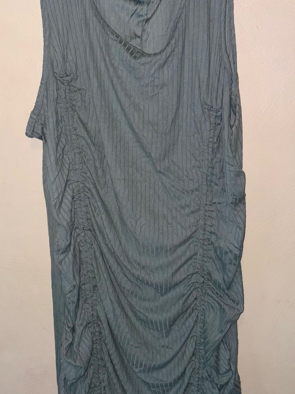 Discreet Slate Blue Ruched Sleeveless Tank